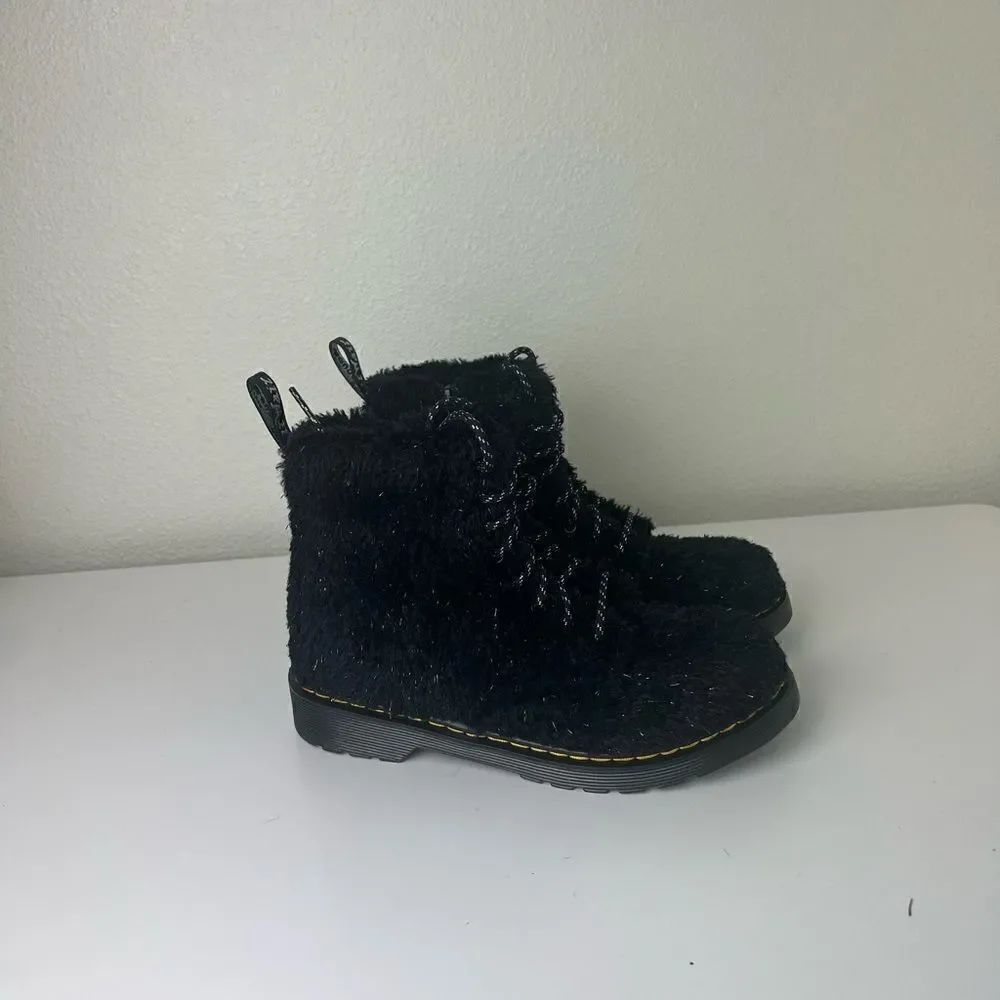 Dr Martens 1460 Pascal J Black Tinsel Fur Boots size4 new